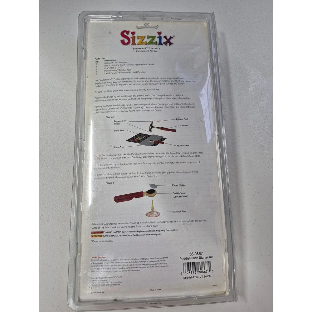 Sizzix PaddlePunch Starter Kit 38-0867 Craft Hammer Mat Heart Star Die Cut Set